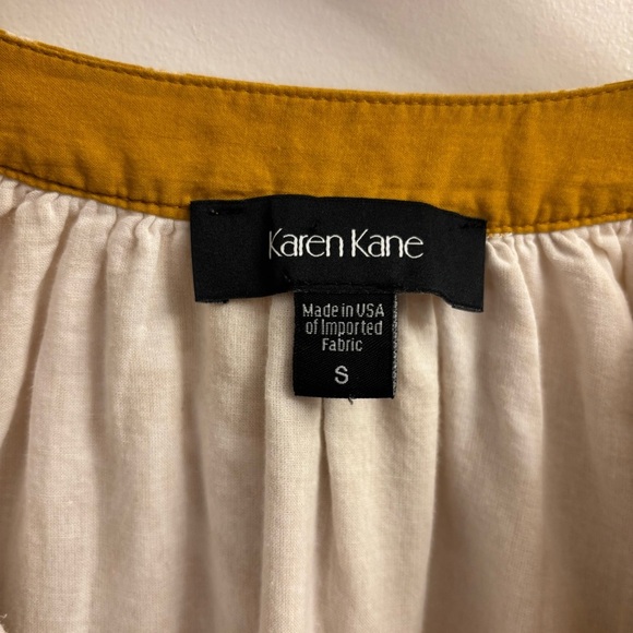 Karen Kane Yellow Puff Sleeve Tassel Floral Boho Shift Dress Lined Size Small - Picture 4 of 9